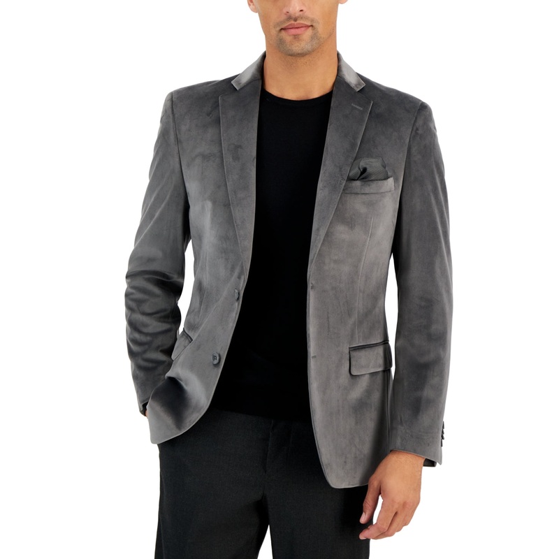Alfani Mens Slim fit Sport Coat Blazer 38 R Grey Solid