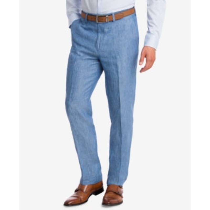 Bar III Men's Slim Fit Chambray Linen Suit Dress Pants Blue 40 x 32