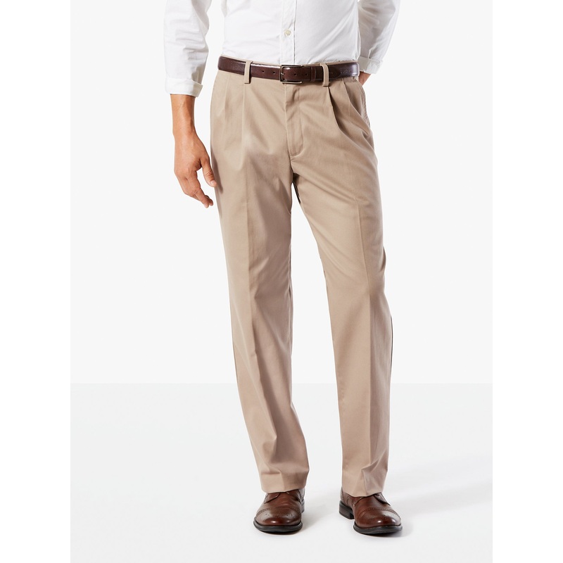 Dockers Men's Big Tall Easy Stretch Khaki Pleated Pants Beige 44 x 32