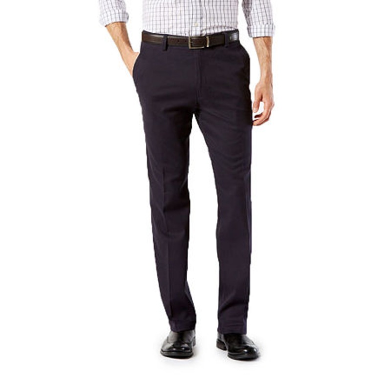 Dockers Mens Easy Stretch Flat Front Khaki Pants Navy Blue 32 x 30