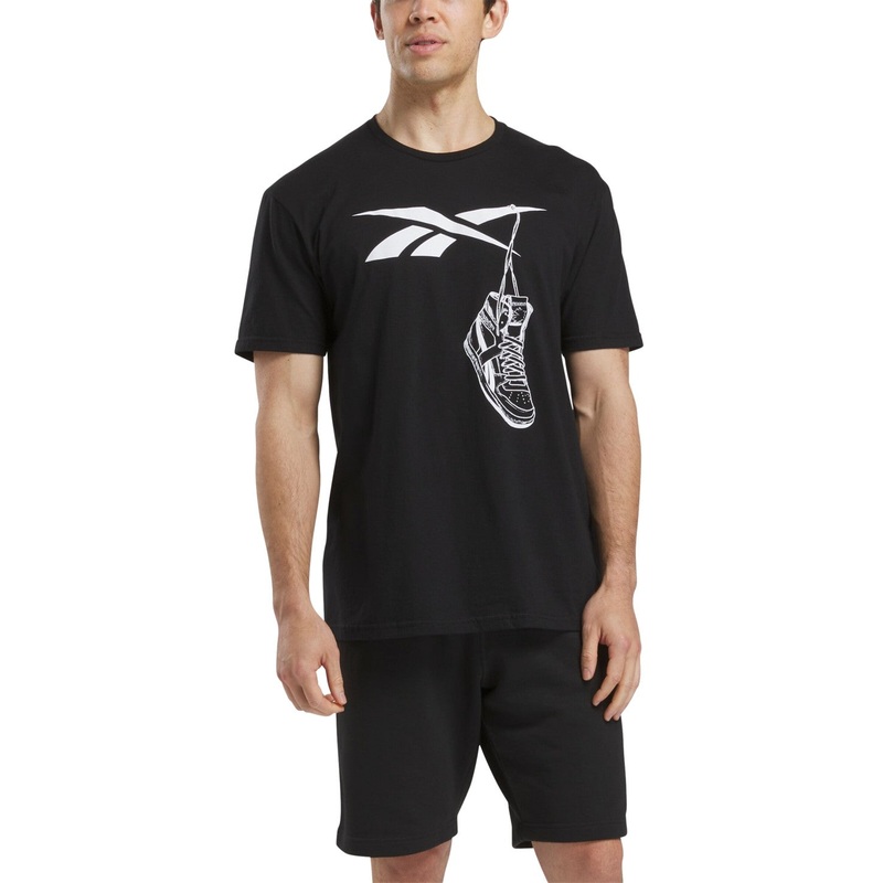 Reebok Men Regular fit Short Sleeve T-Shirt Shirt Medium Black Solid