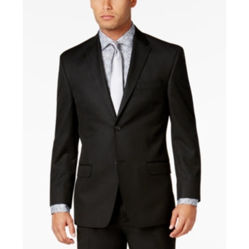 Sean John Mens Classic fit Suit Jacket Blazer 42 R Black Solid