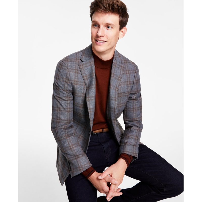 Tommy Hilfiger Mens Modern fit Sport Coat Blazer 36 R Grey Plaid