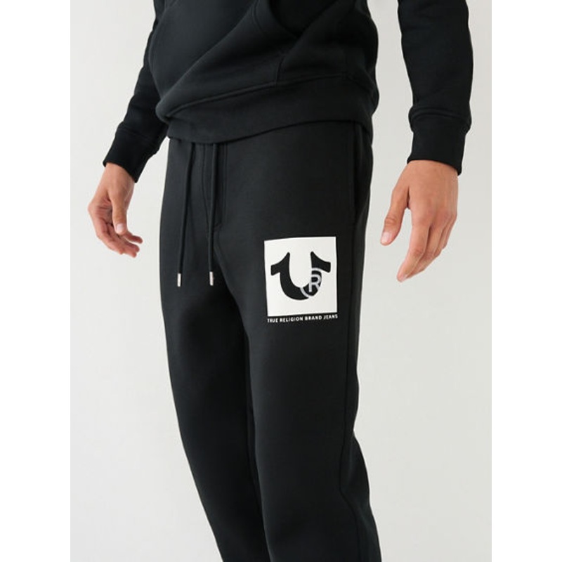 True Religion Mens Studded Logo Jogger Pants Jet Black Small