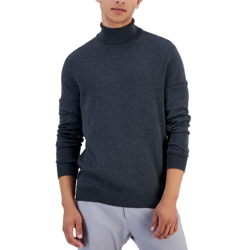 Alfani Men's Turtleneck Sweater Dark Lead Heather Grey 3XL