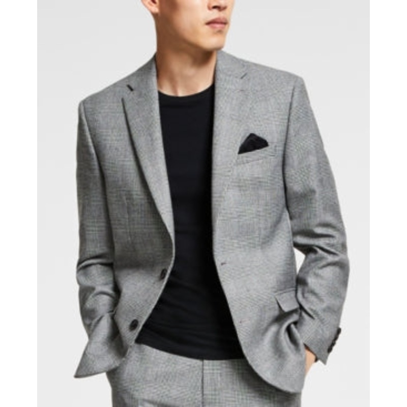Bar III Mens Slim Fit Sport Coat Blazer Black White 38S