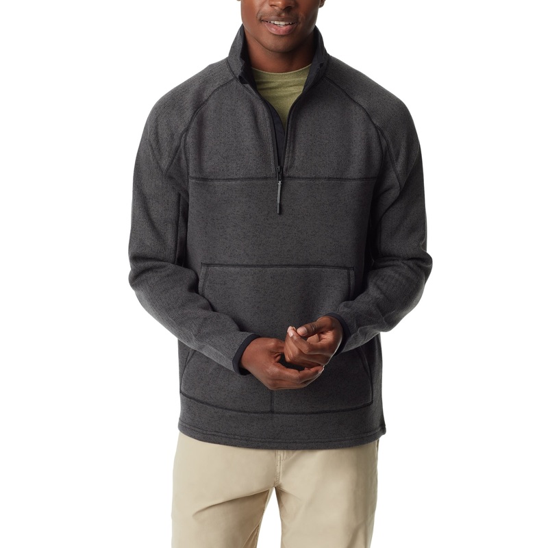 BASS OUTDOOR Mens Quarter Zip Long Sleeve Sweater Forged Iron Grey 2XL