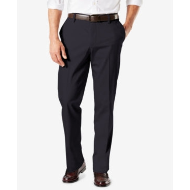 Dockers Mens Signature Lux Straight Fit Khaki Pants Navy Blue 40 x 36