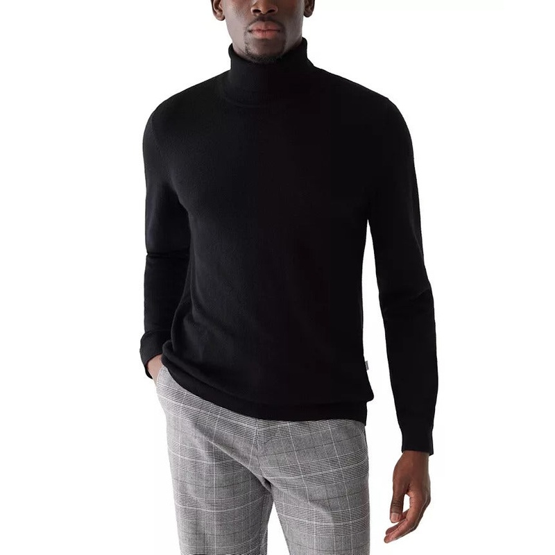Frank And Oak Men's Merino Wool Turtleneck Sweater XL Black