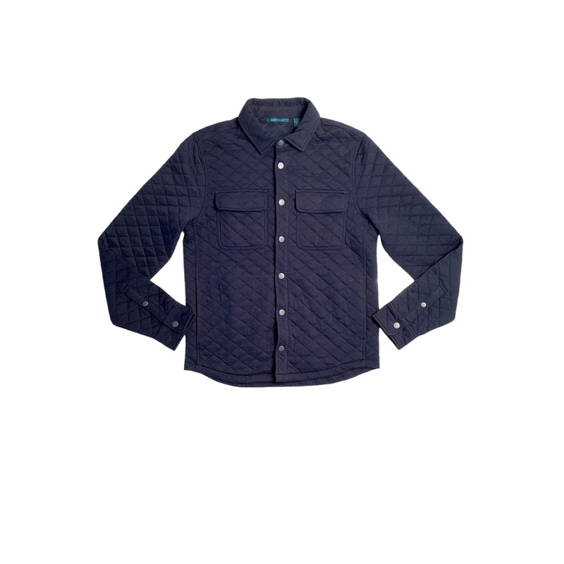 Perry Ellis Mens Diamond Quilted Button Down Sweatshirt Dark Sapphire Blue XL