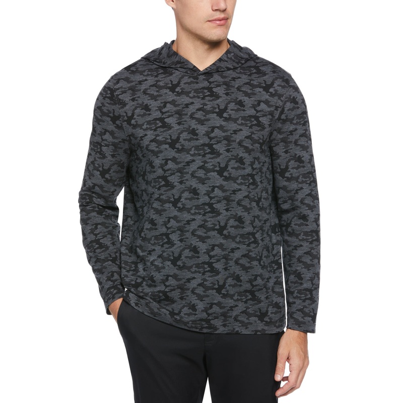 PGA TOUR Mens Lux Touch Camo Golf Hoodie Sweatshirt Iron Black Grey Xl