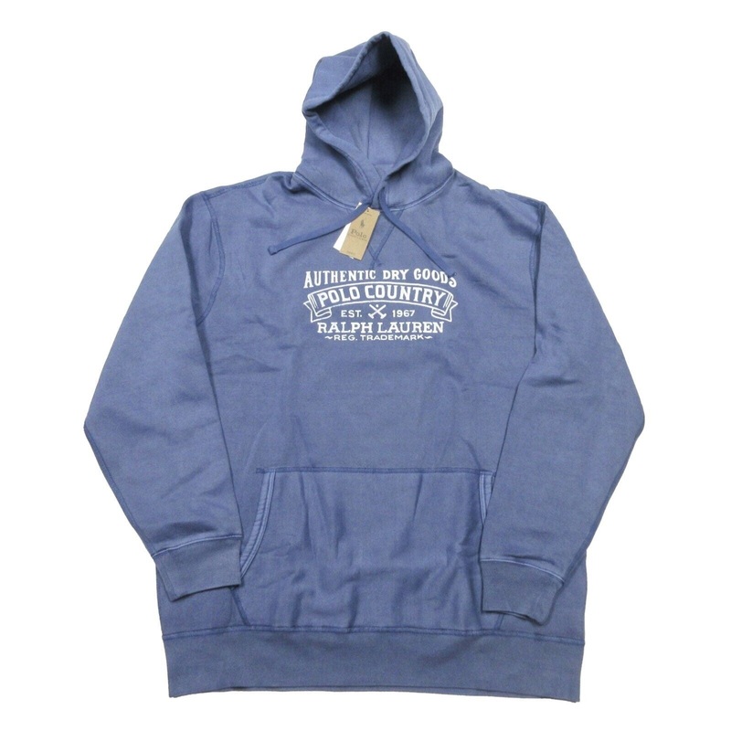 Polo Ralph Lauren Mens Big Tall Fleece Pullover Hoodie Sweatshirt Light Blue XLT