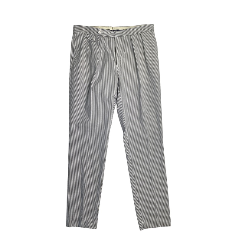 Polo Ralph Lauren Mens Pleated Classic Fit Seersucker Pants 38 x 34 Blue White