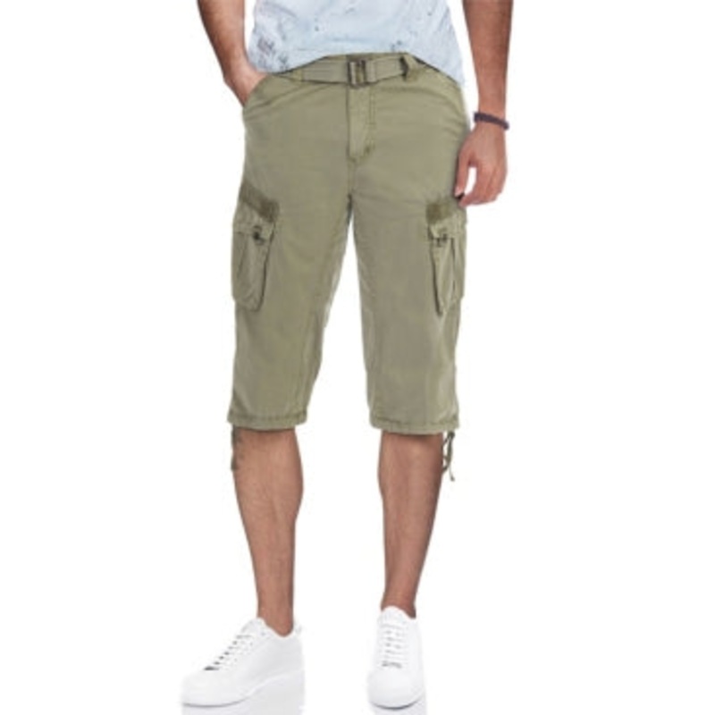 X Ray Mens Belted Capri 18 Cargo Shorts Leaf Green 32