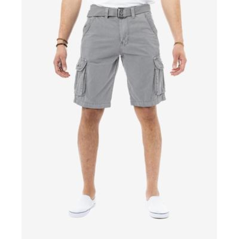 X Ray Mens Belted Twill Tape Cargo Shorts Slate Grey 36
