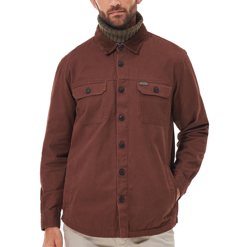 Barbour Mens All Cotton Catbell Overshit Coat Jacket  Brown 2XL