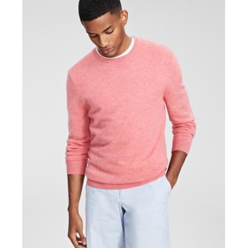 Club Room Mens Cashmere Crewneck Sweater Heirloom Rose Heather Pink Large