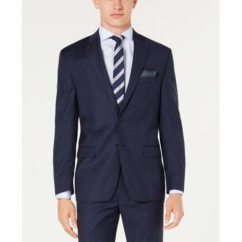Lauren Ralph Lauren Mens Plaid UltraFlex Stretch Suit Jacket 42S Navy Blue