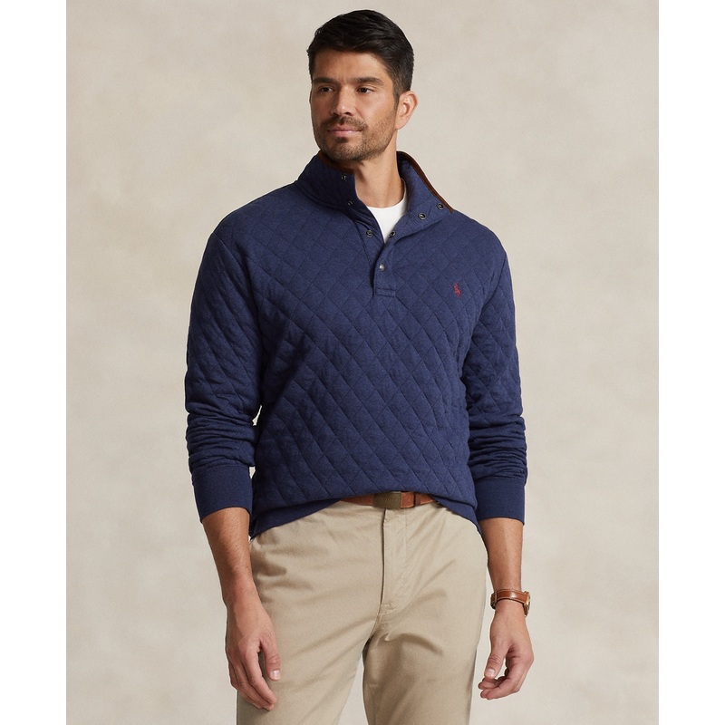Polo Ralph Lauren Mens Big Tall Quilted Double Knit Sweater Blue 4LT 4XLT
