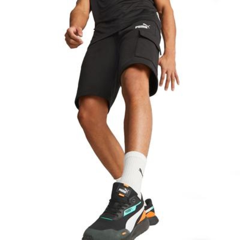 Puma Mens 10" Shorts French Terry Fleece Cargo Black Large