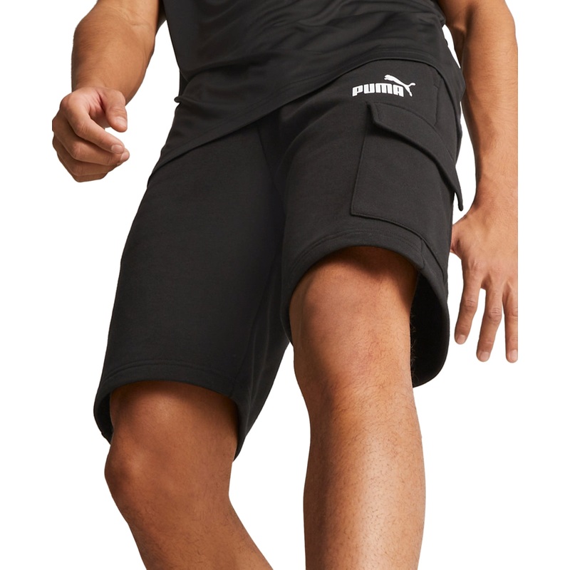 Puma Mens Cargo French 10 Inch Terry Fleece Shorts Black Medium
