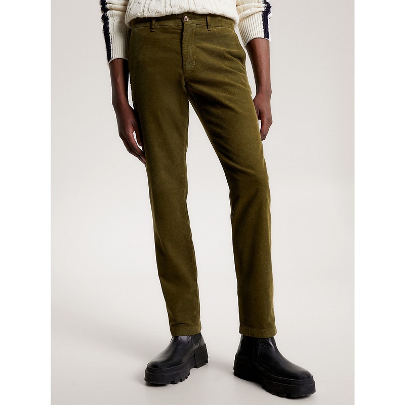 Tommy Hilfiger Men's Denton Slim Straight Fit Corduroy Pants Green 32 x 34