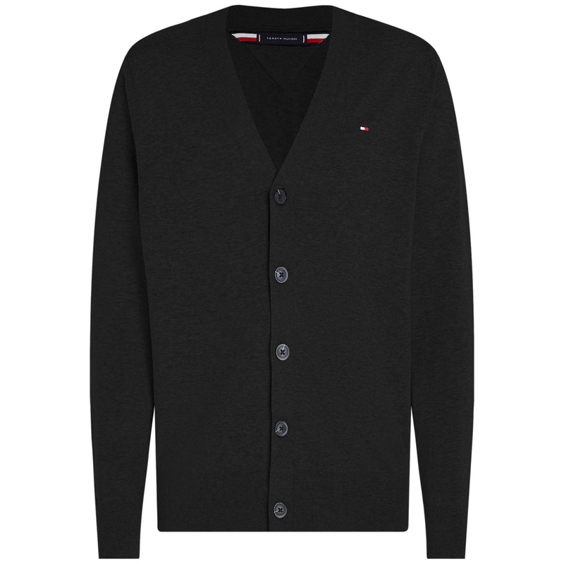 Tommy Hilfiger Mens Essential Embroidered Logo Cardigan Sweater  Black XL