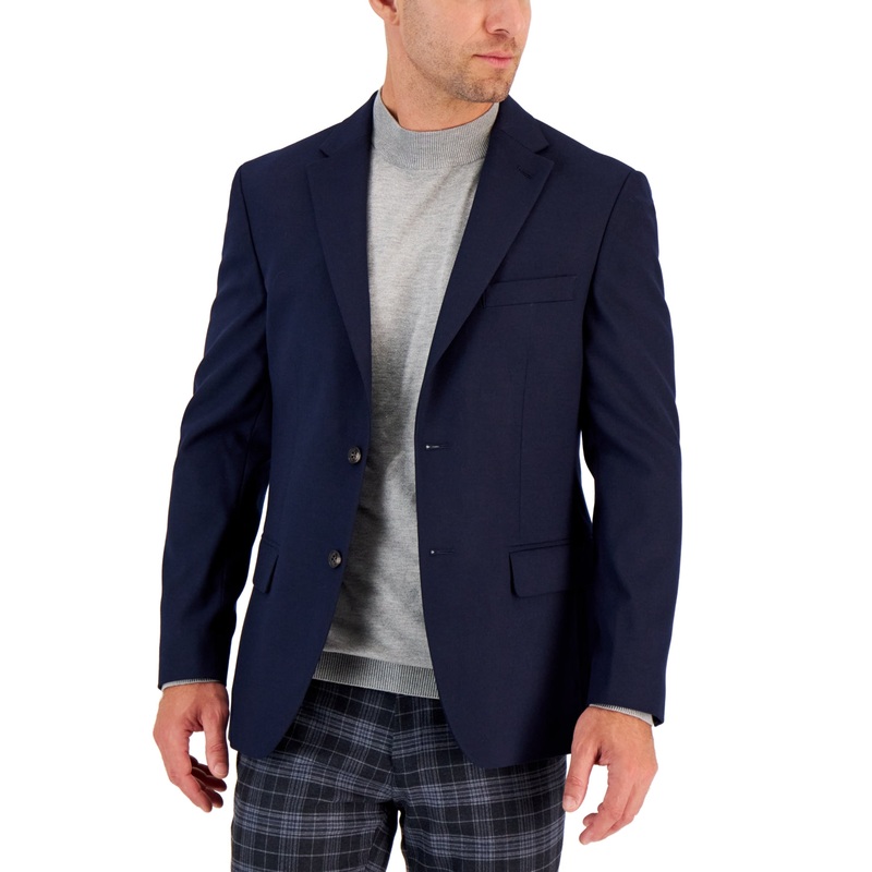 Tommy Hilfiger Mens Modern Fit Twill Sport Coat Navy 40R