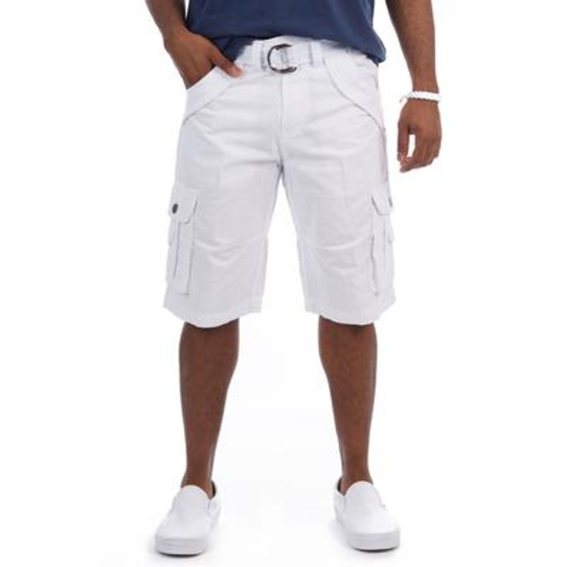 X Ray Men's Canvas Flat Front Cargo Shorts  White 36
