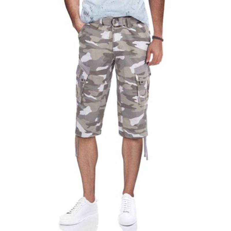 X Ray Mens Belted 18" Capri Cargo Shorts White Camo 44