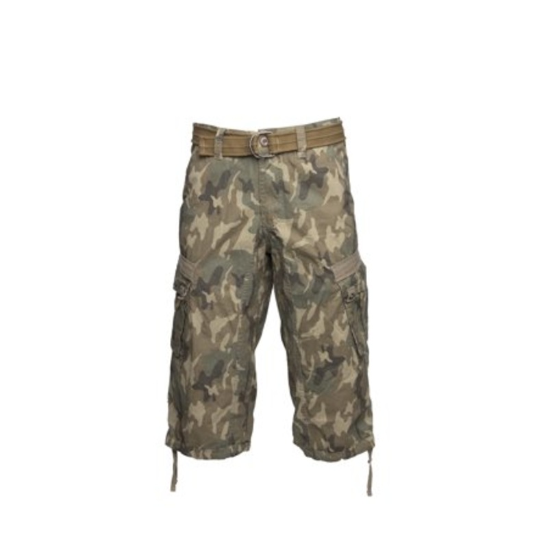 X Ray Mens Belted Capri 18 Cargo Shorts Desert Camo Green 40