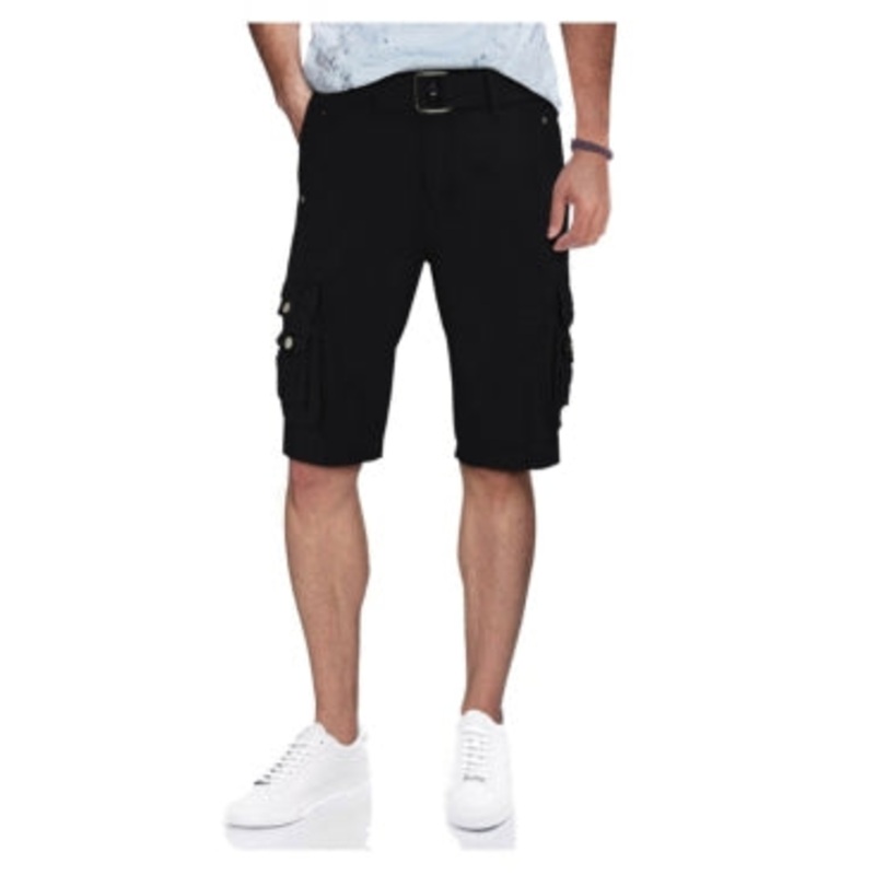 X Ray Mens Belted Snap Detail Cargo Shorts Black 36