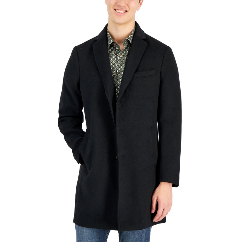 Alfani Men's Bruno Coat Overcoat Jacket Deep Black XL