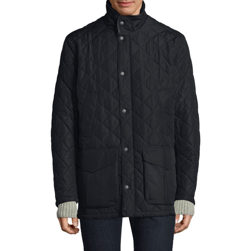 Barbour Devon Mens Quilted Jacket Coat Navy Blue Large