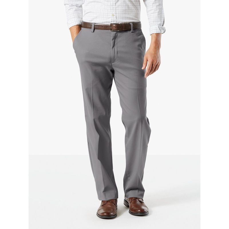 Dockers Men's Big and Tall Easy Classic Fit Flat Front Khaki Pants Grey 50 x 30