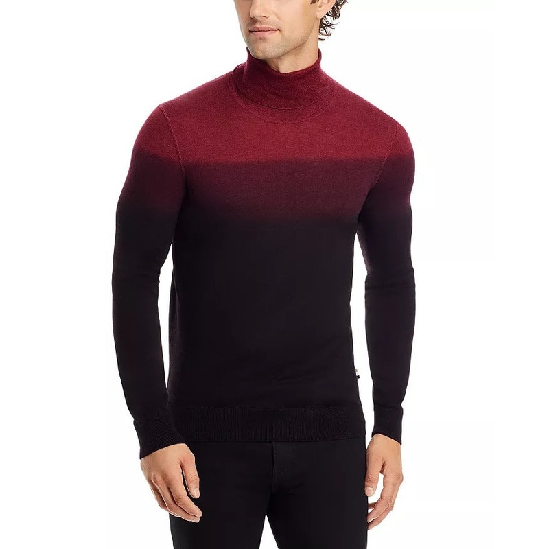Hugo BOSS Mens Wool Silk Turtleneck Sweater Red Ombre XXL