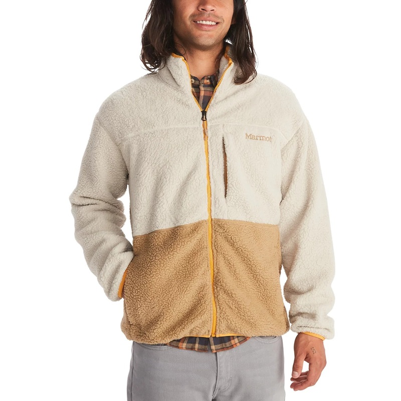 Marmot Mens Aros Full Zip Fleece Jacket XXL 2XL Tan / Beige