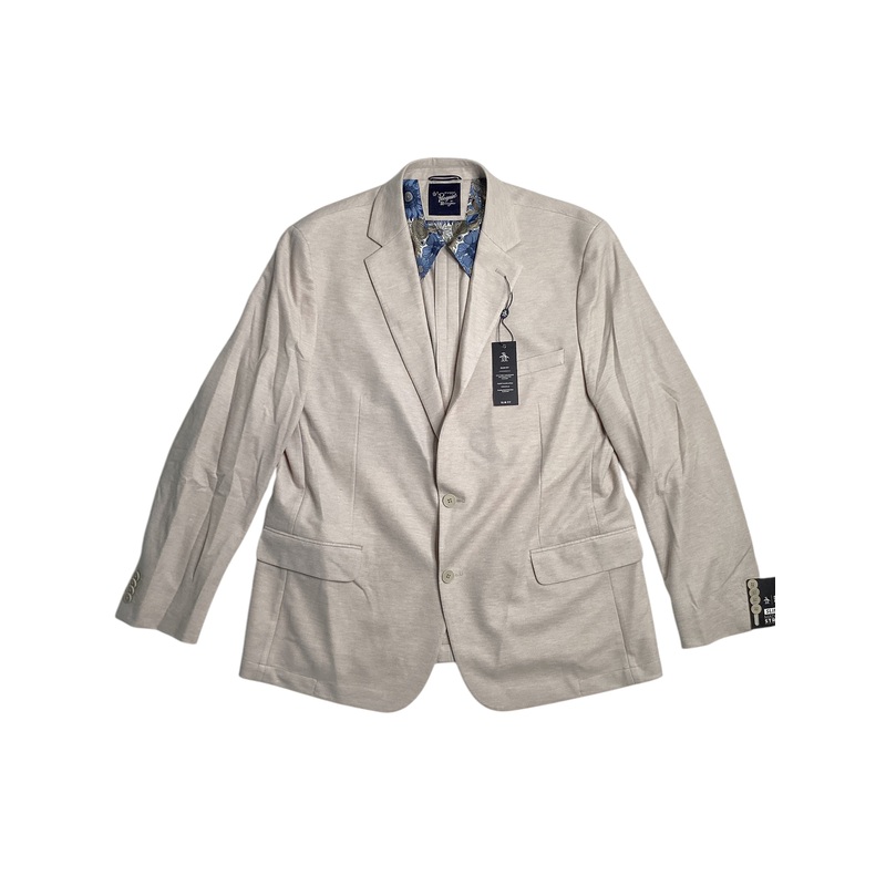 Original Penguin Mens Slim Fit Knit Blazer Sport Coat 46R Tan Beige