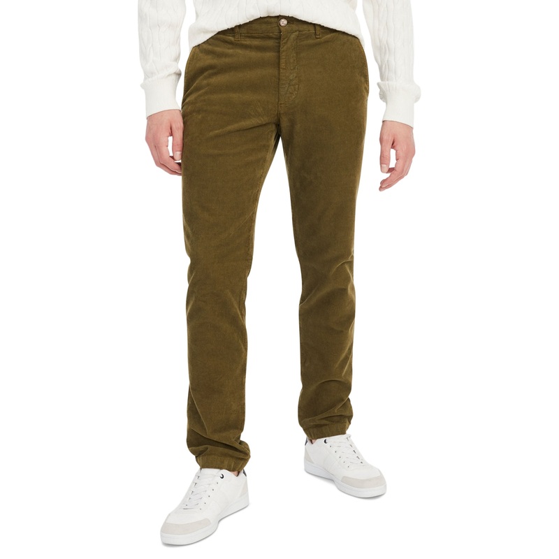 Tommy Hilfiger Mens Denton Slim Straight Fit Corduroy Pants Green 32 x 30