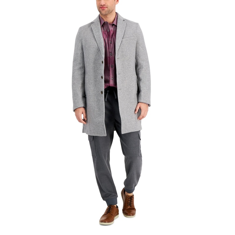 Alfani Mens Bruno Overcoat Jacket Light Grey XL