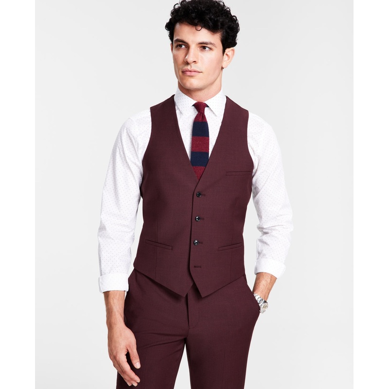 Bar III Mens Slim Fit Suit Vest Burgundy Red Medium