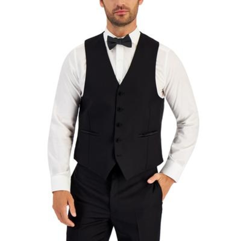 Lauren Ralph Lauren Men's Classic Fit UltraFlex Suit Tuxedo Vest Black Medium