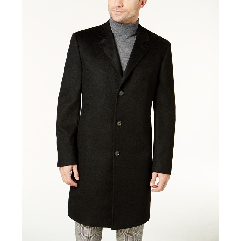 Lauren Ralph Lauren Mens Classic-Fit Pure Cashmere Overcoat Coat 46R Black