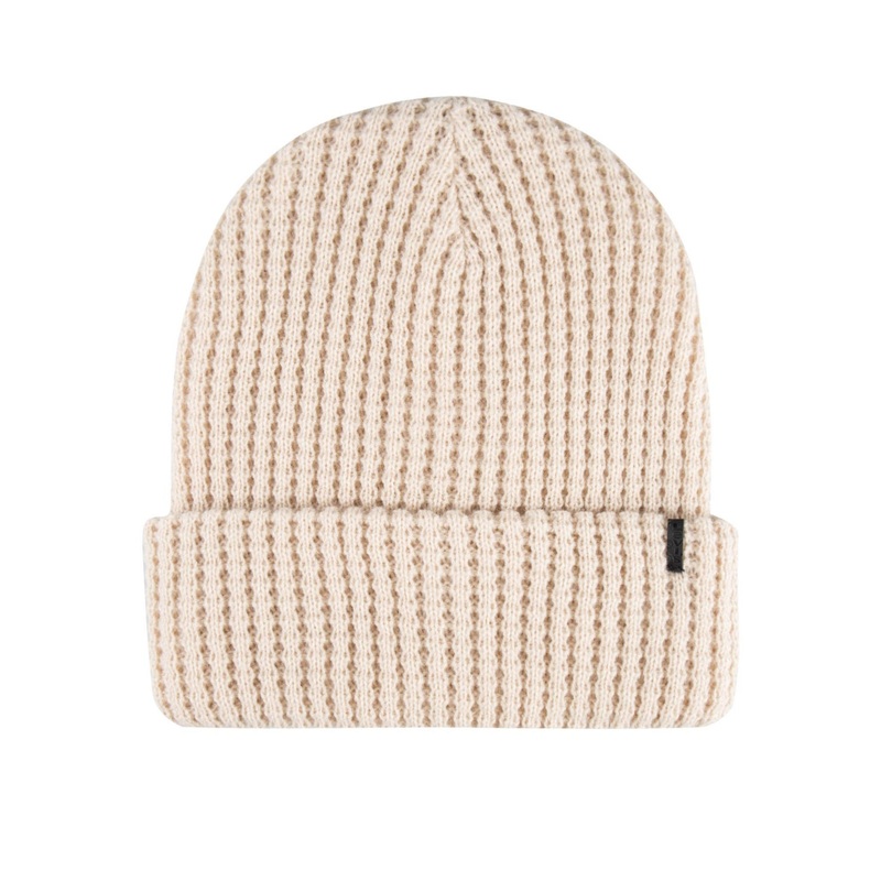 Levis Mens Two in One Reversible Waffle Knit Beanie Hat Off White Beige