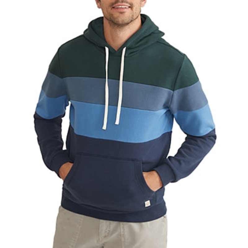 Marine Layer Mens Archive Colorblock Hoodie Sweatshirt Blue Green Small