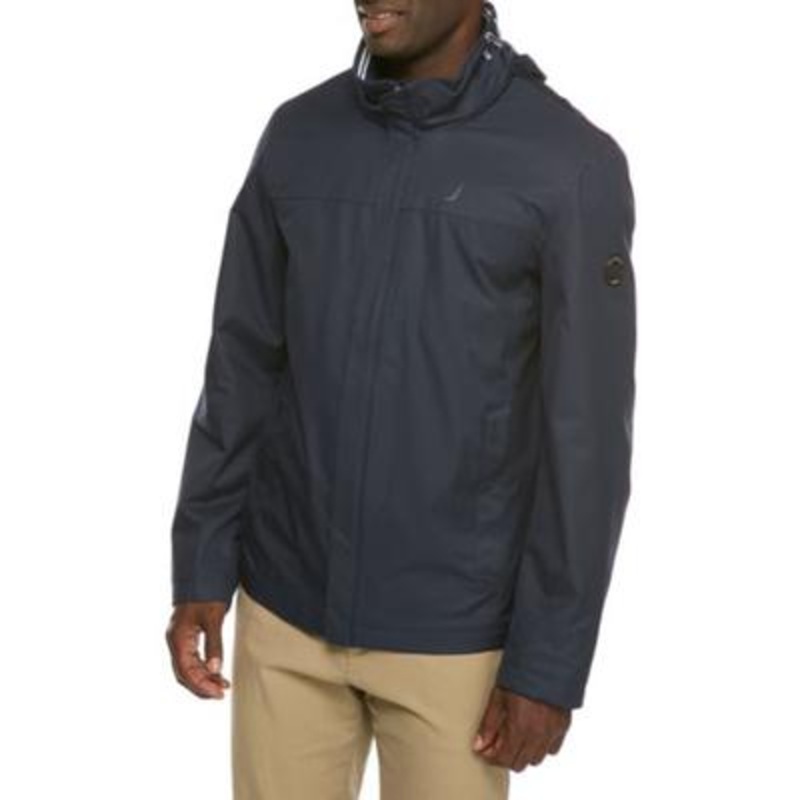 Nautica Men's Waterproof Hooded Bomber Jacket True Navy Blue Small
