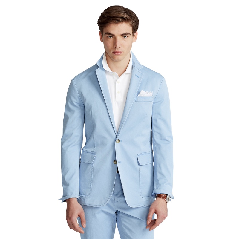 Polo Ralph Lauren Men's Unconstructed Chino Chambray Suit Jacket Light Blue XL