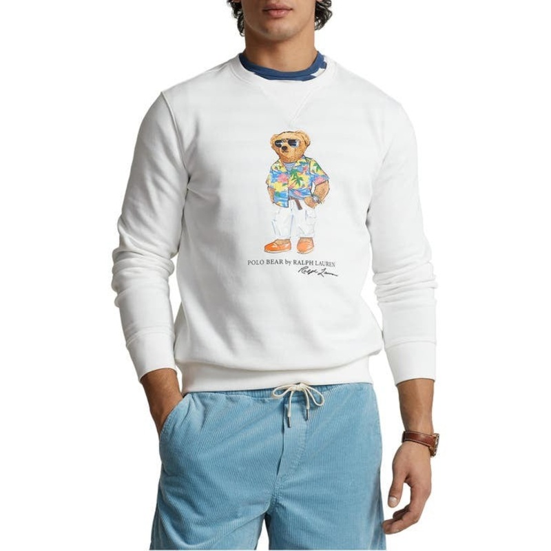 Polo Ralph Lauren Mens Beach Club Bear Graphic Crewneck Sweatshirt White 2XLT