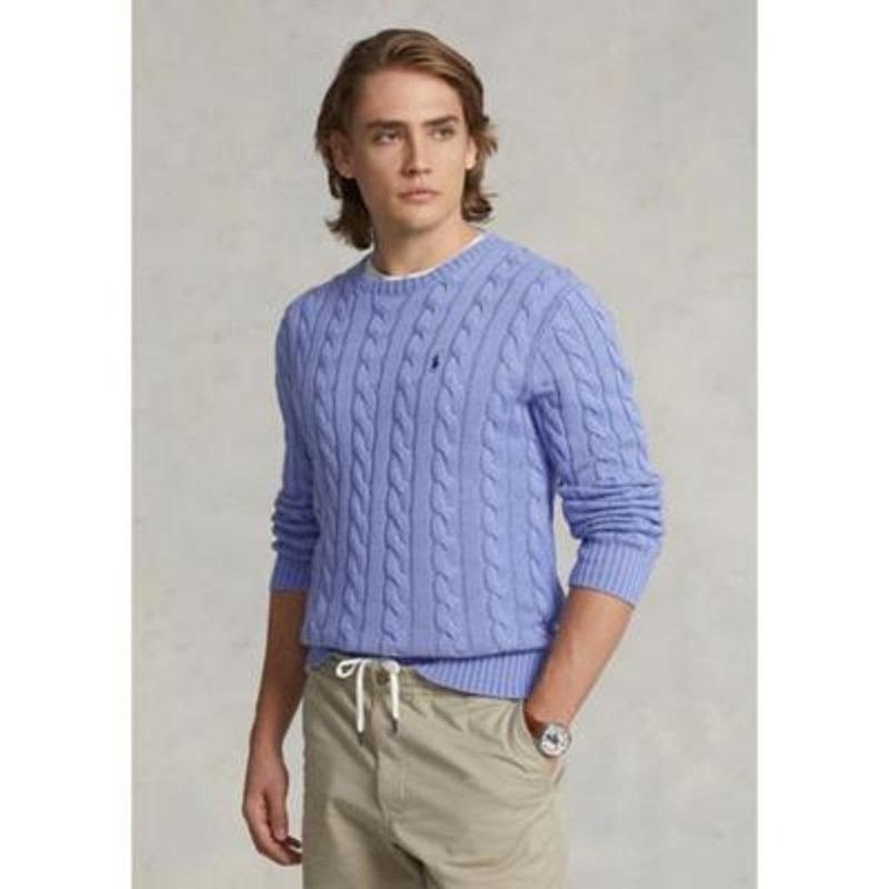 Polo Ralph Lauren Mens Cable Knit Cotton Sweater Lafayette Blue 2XL