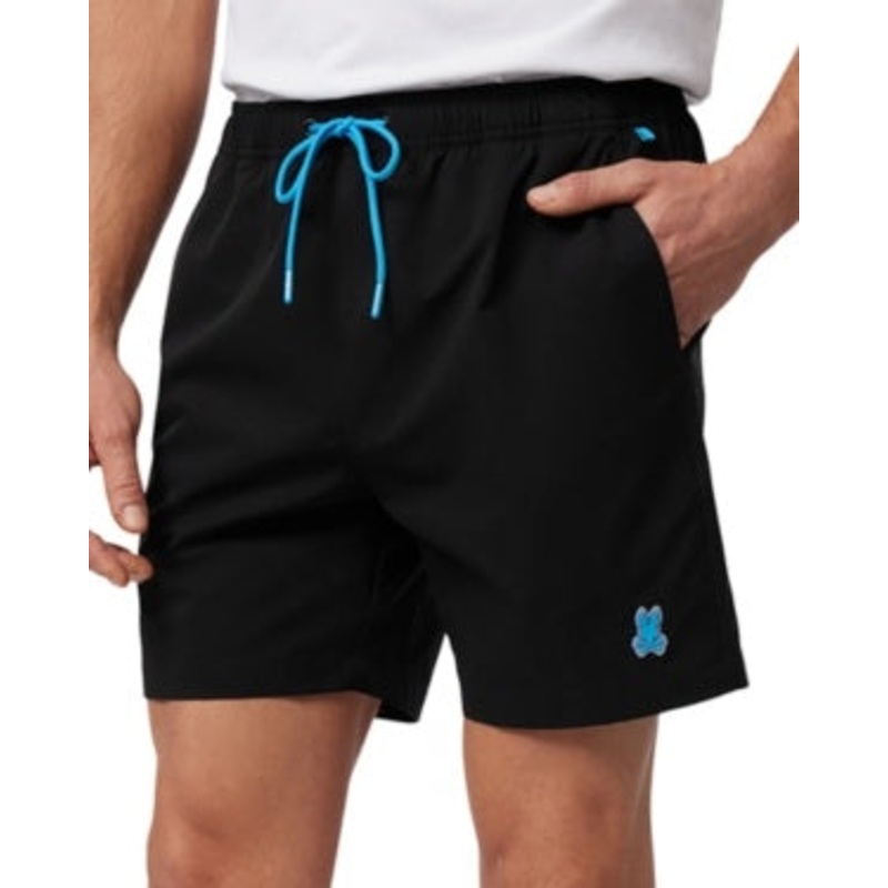Psycho Bunny Mens Kerman Hydro Swim 5.75" Trunks Black Large